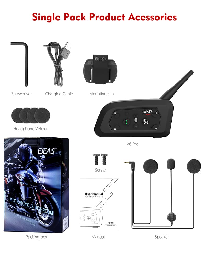 Zoeken abortus rok EJEAS V6 Pro_Motorcycle Bluetooth Headset, Bluetooth 5.1, with 1 cut 5, 2  rider talk at the same time – EJEAS