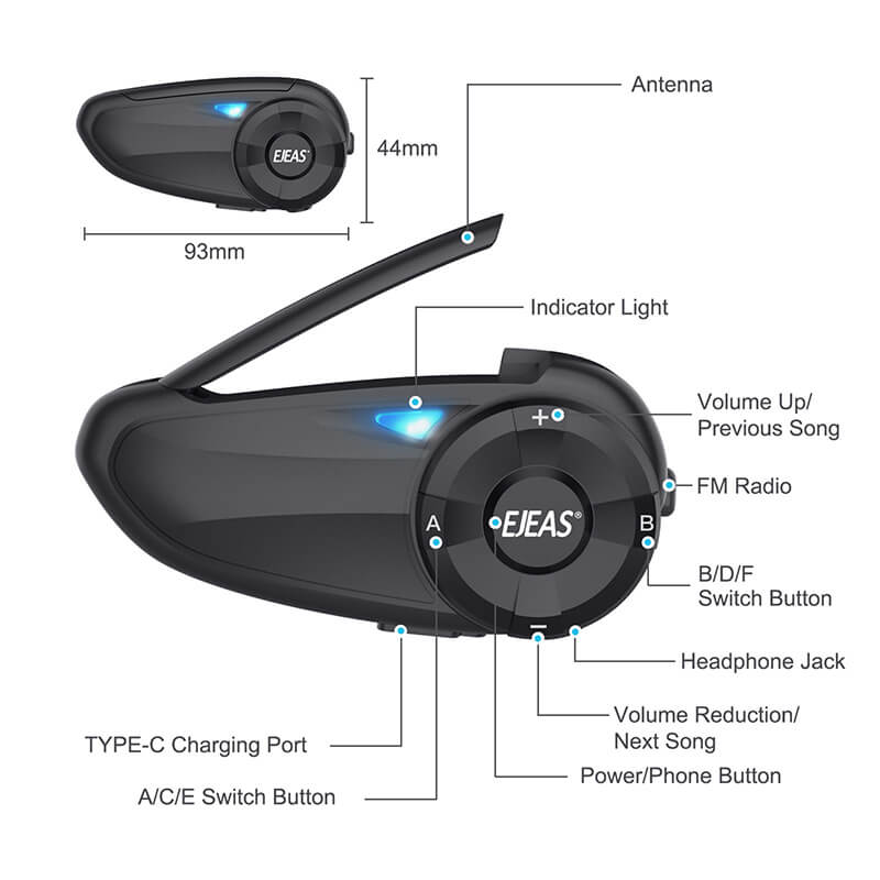 Achetez Ejeas V7 Casque de Moto Bluetooth 5.0 Interphone 7 Riders