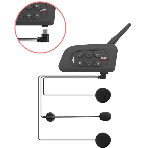 EJEAS V4 Plus_Motorcycle Bluetooth Intercom, Bluetooth 5.1, 4 rider talk at the same time - Image 3