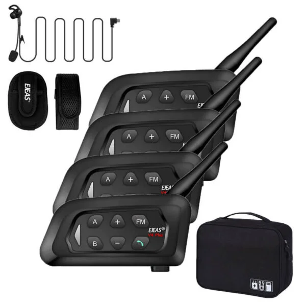 EJEAS 4PCS V4C with Handbag_Universal Bluetooth Intercom, 4 people talk in real time