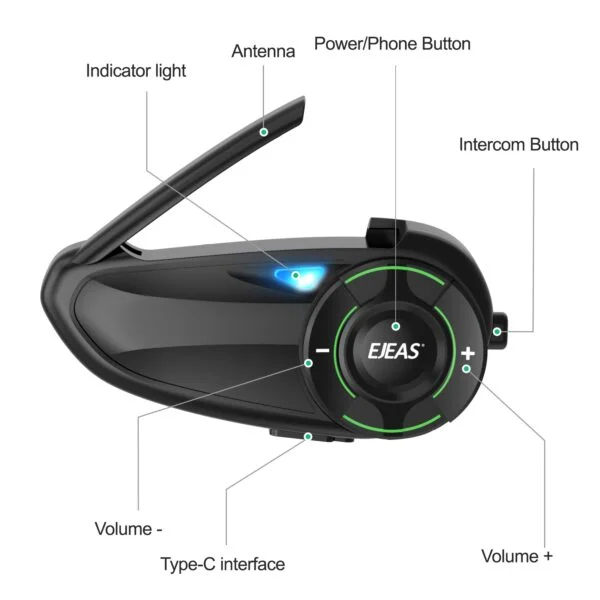 EJEAS Q8_Motorcycle Mesh Intercom, 6 Riders Group Talking at The Same Time - Image 2