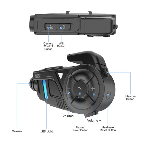 EJEAS K1, K1PRO, K1PRO+_2-IN-1 motorcycle mesh intercom headset & helmet recorder - Image 2