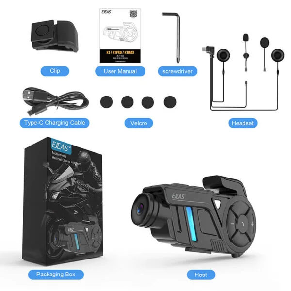 EJEAS K1, K1PRO, K1PRO+_2-IN-1 motorcycle mesh intercom headset & helmet recorder - Image 4